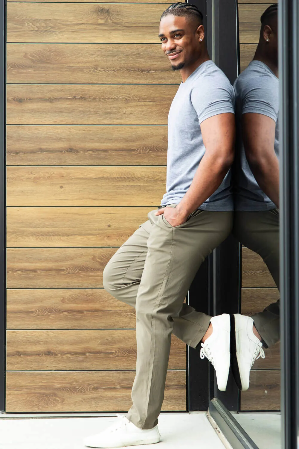 Copper & Oak Elastic File Tech Jogger Pants for Men in Mushroom Green | K4S4164-MUSHROOM