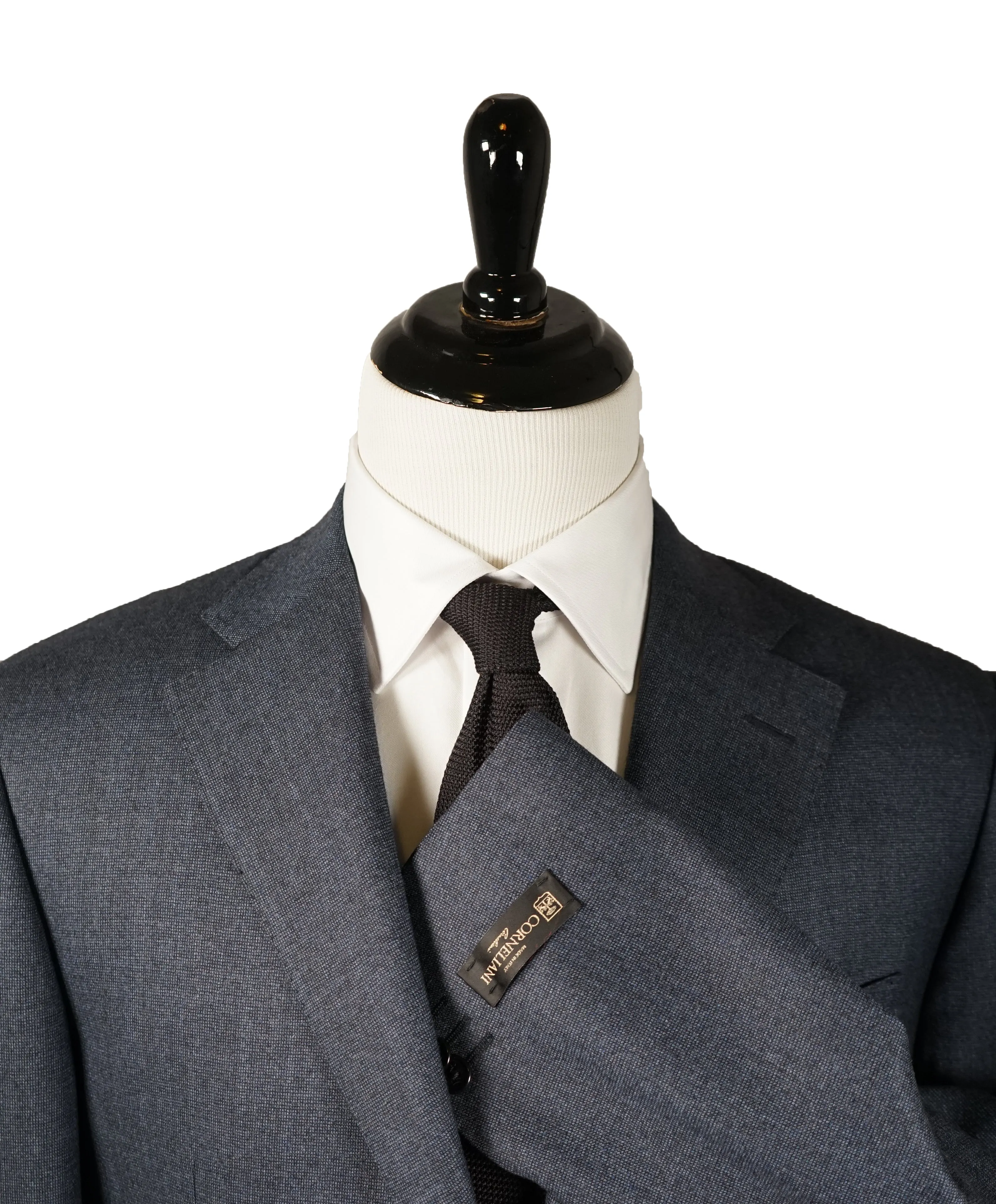 CORNELIANI - Medium Blue Birdseye Textured Suit 18,25 Microns Super 110’s- 44R