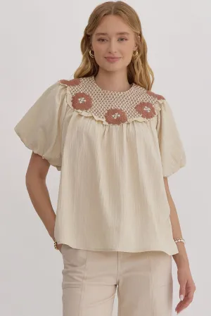 Cream & Mocha Boho Blouse