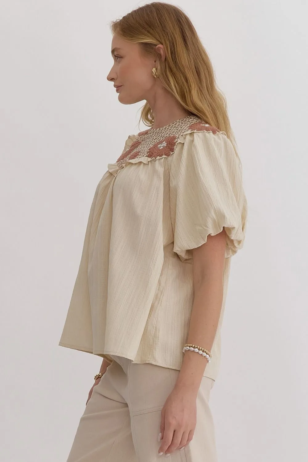Cream & Mocha Boho Blouse