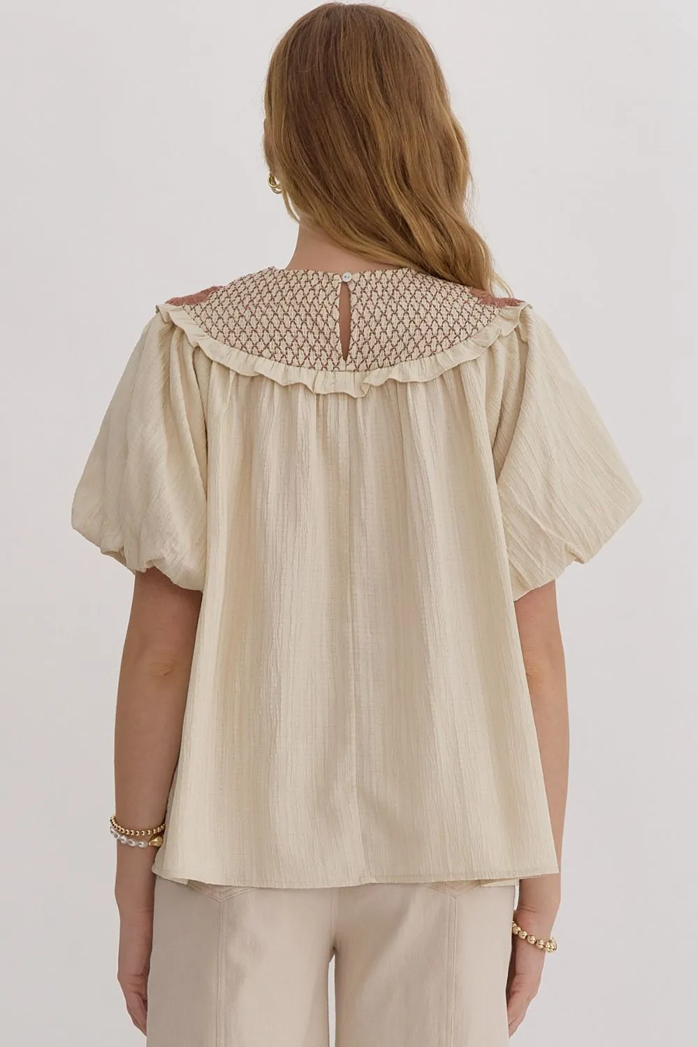Cream & Mocha Boho Blouse