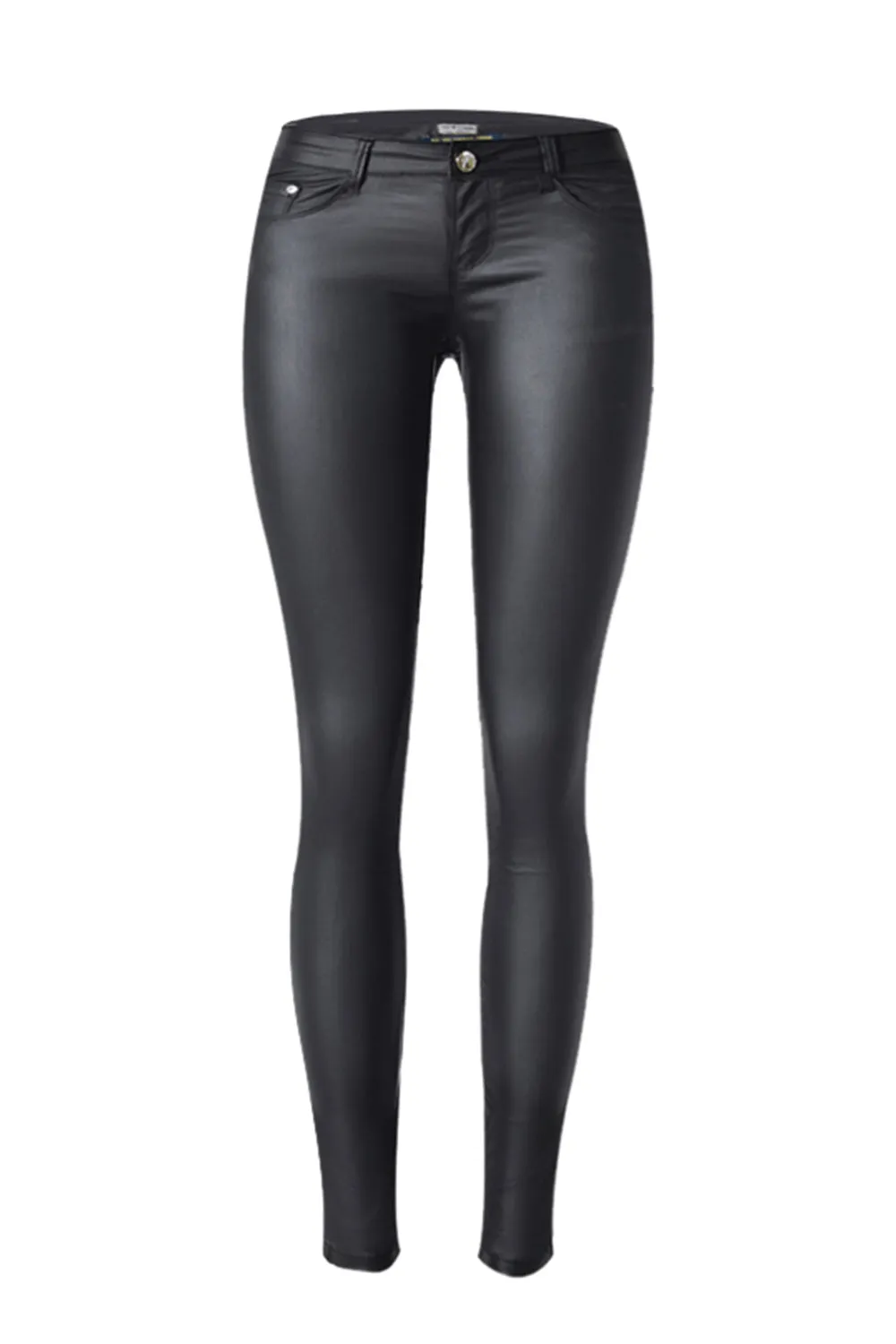 Creamtopmall Low Rise Solid Leather Pants