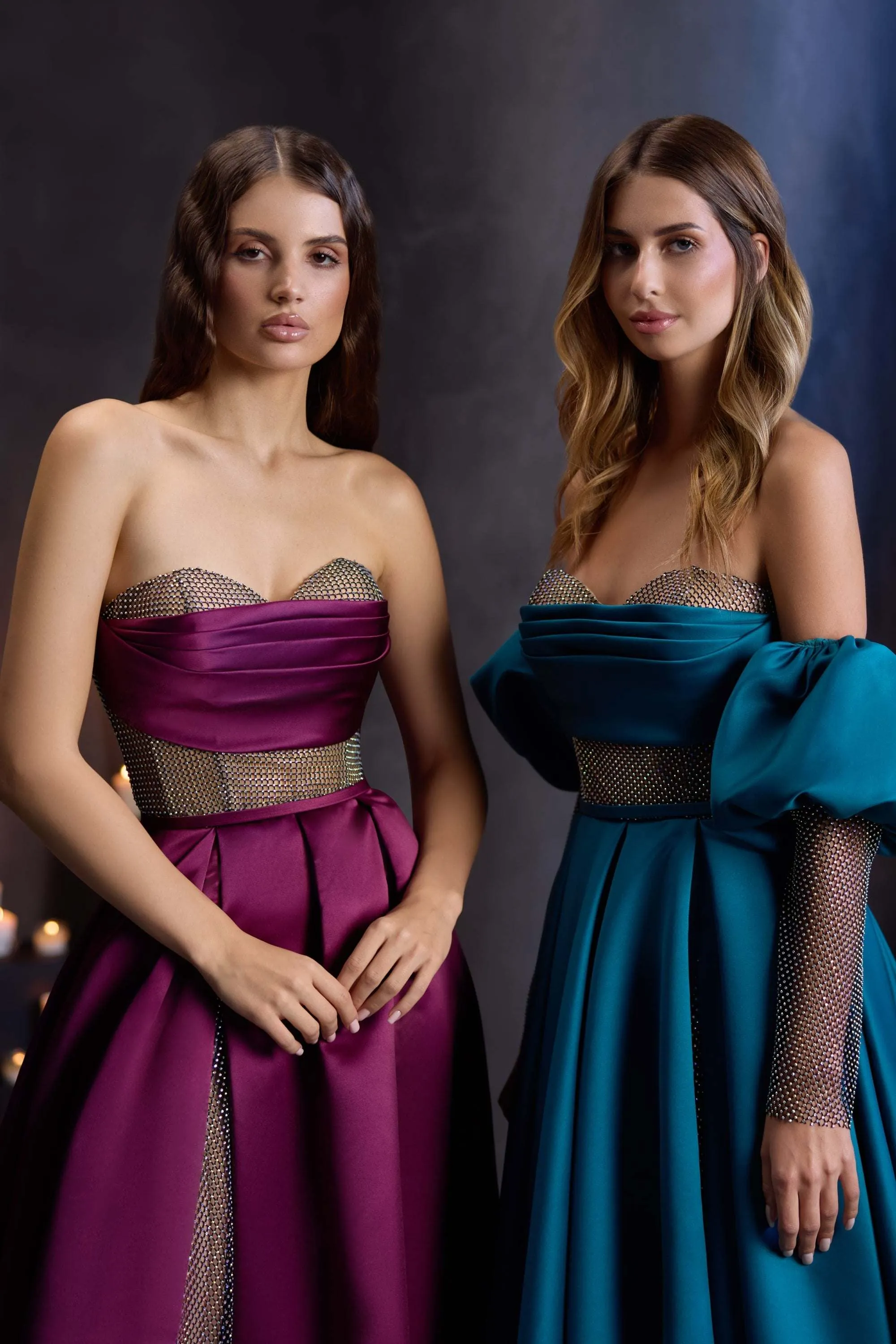 Crystal embellished mesh dress | A line occasion dresses | KatrinFAVOR