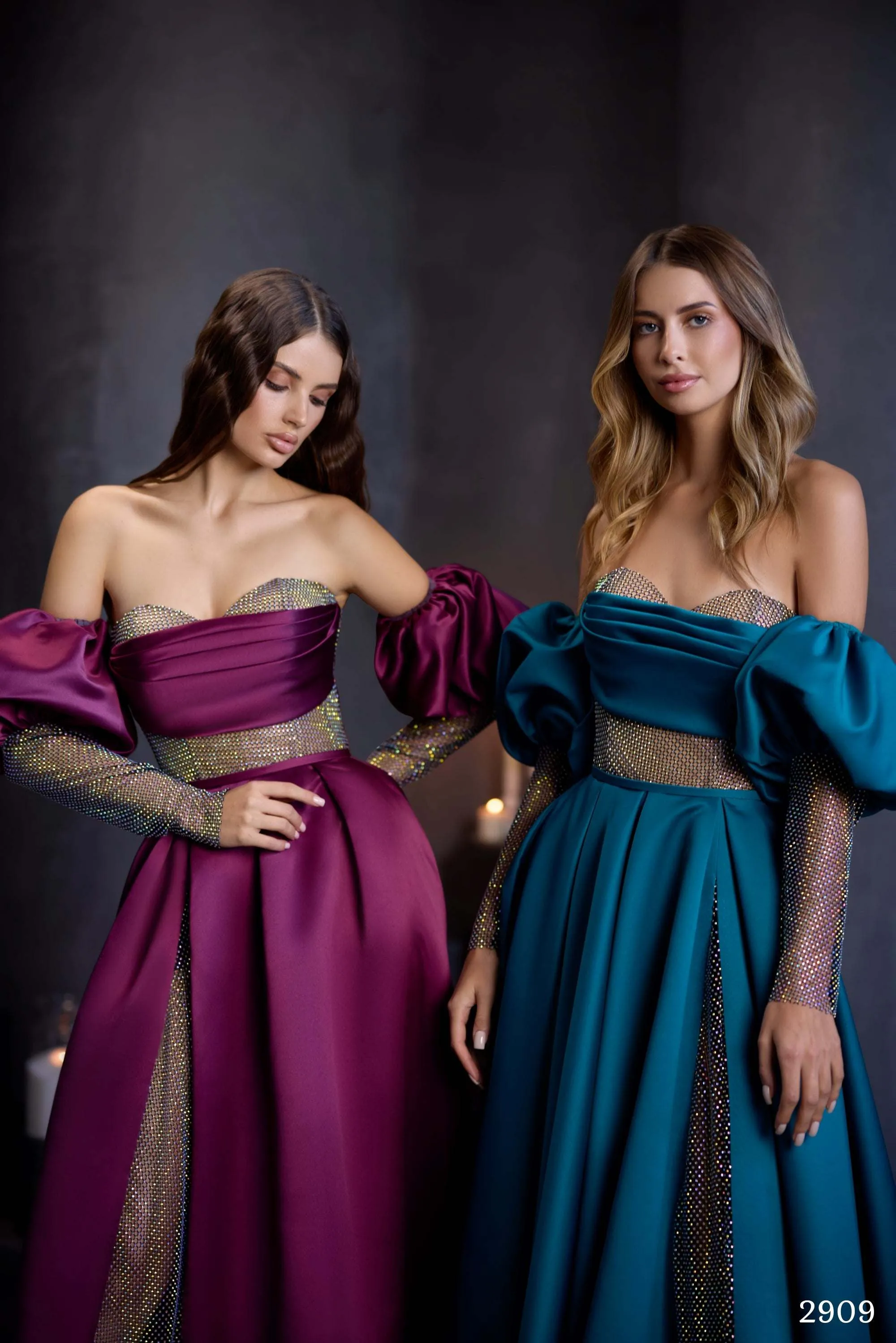 Crystal embellished mesh dress | A line occasion dresses | KatrinFAVOR