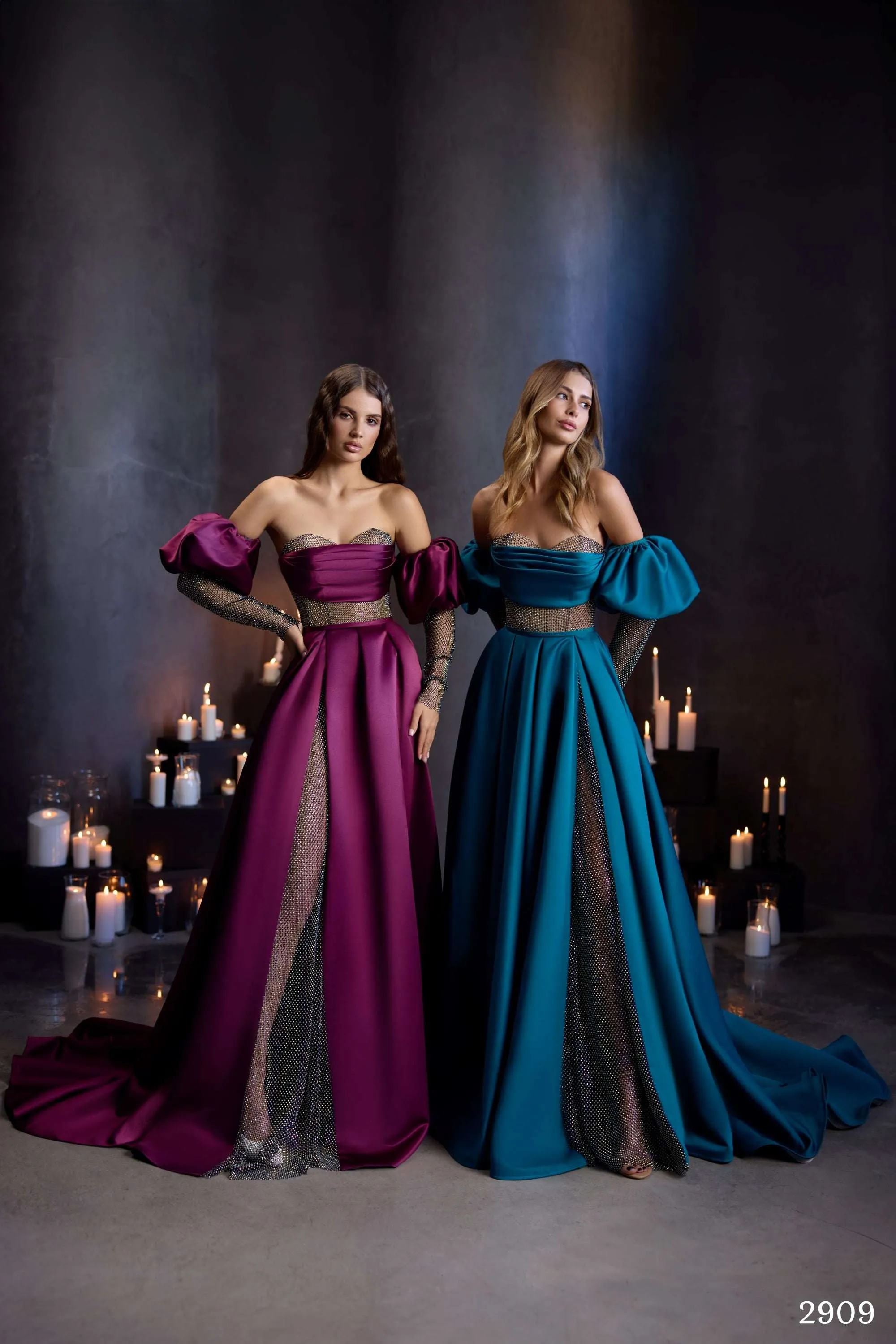 Crystal embellished mesh dress | A line occasion dresses | KatrinFAVOR