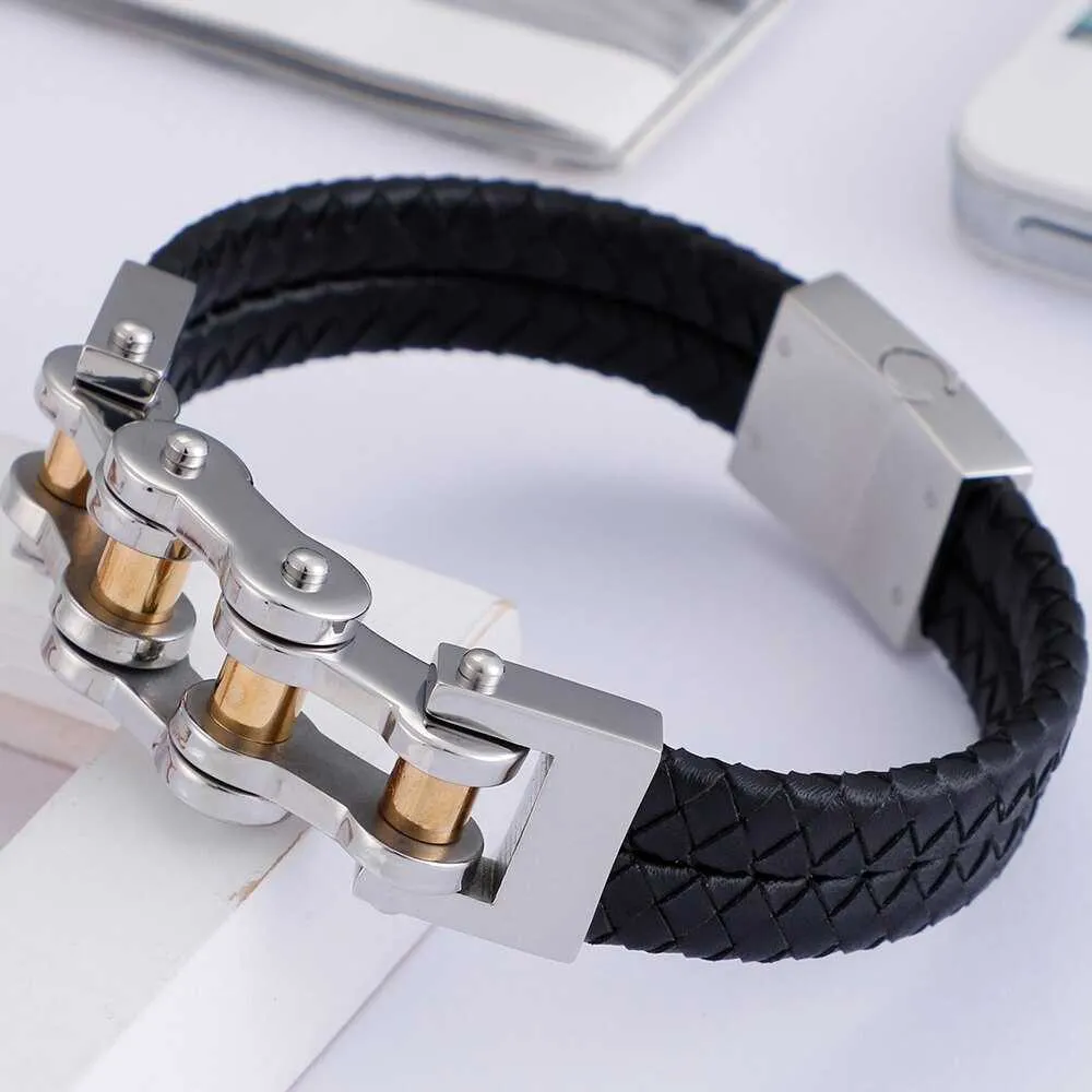 Cycolinks Magnetic Leather Bike Chain Bracelet