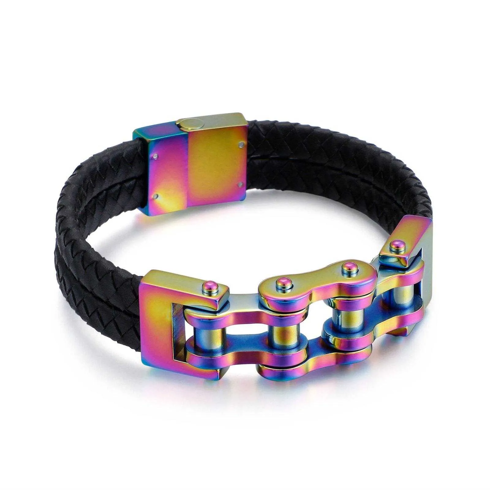 Cycolinks Magnetic Leather Bike Chain Bracelet