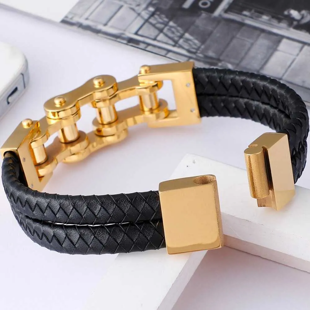 Cycolinks Magnetic Leather Bike Chain Bracelet