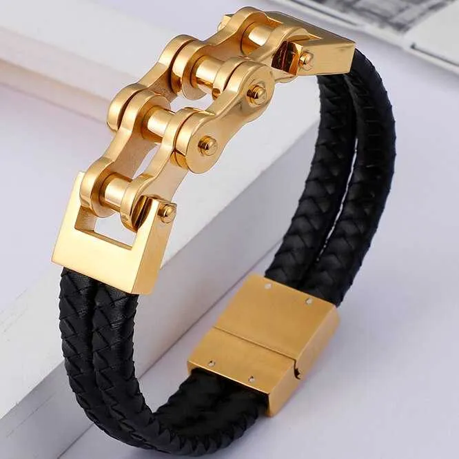 Cycolinks Magnetic Leather Bike Chain Bracelet
