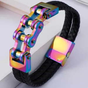 Cycolinks Magnetic Leather Bike Chain Bracelet