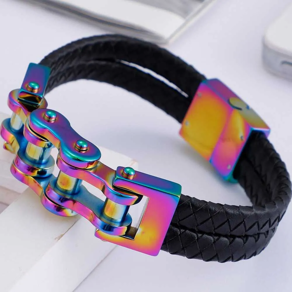Cycolinks Magnetic Leather Bike Chain Bracelet