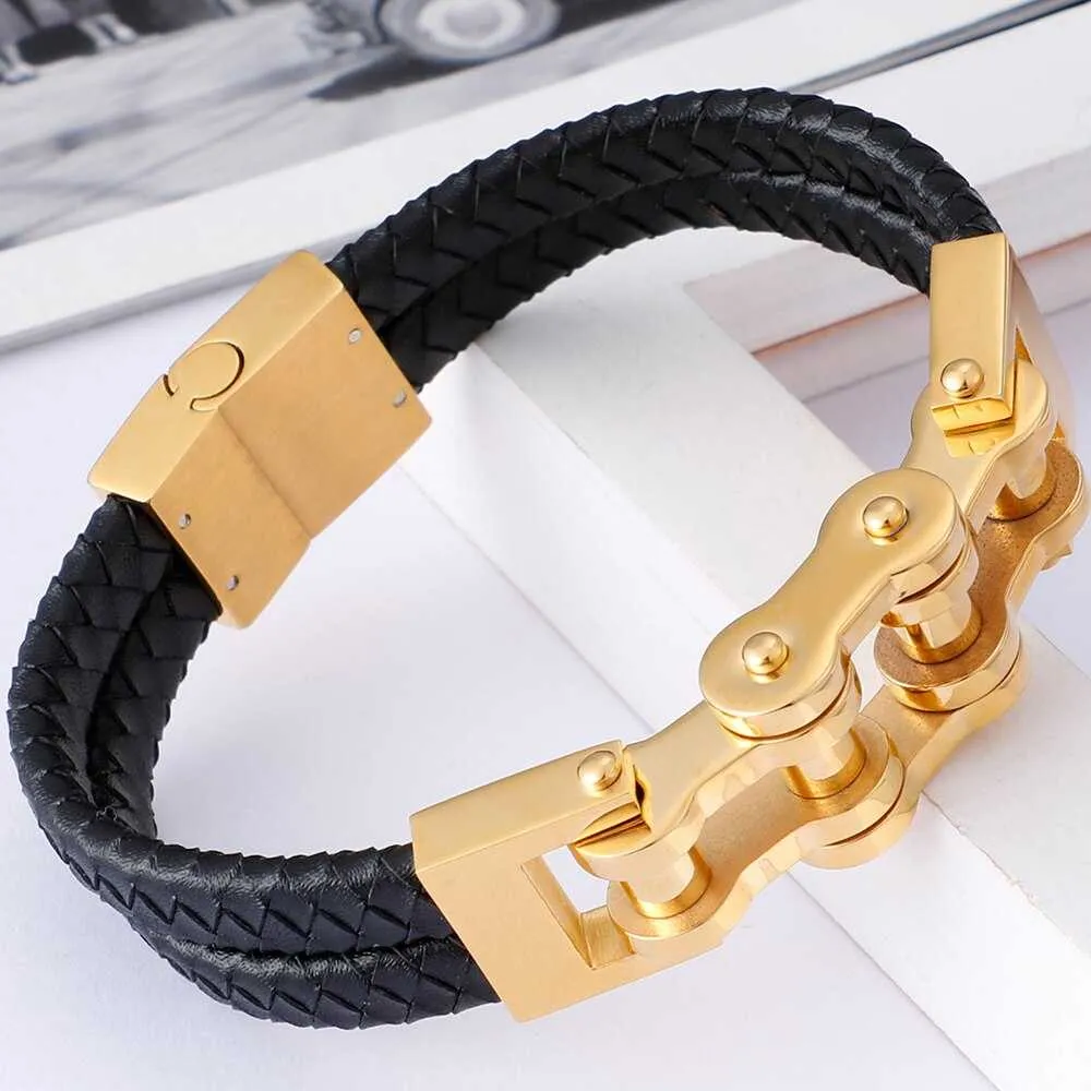 Cycolinks Magnetic Leather Bike Chain Bracelet