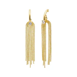 CZ Solitaire X Ball Chain Drop Stud Earring