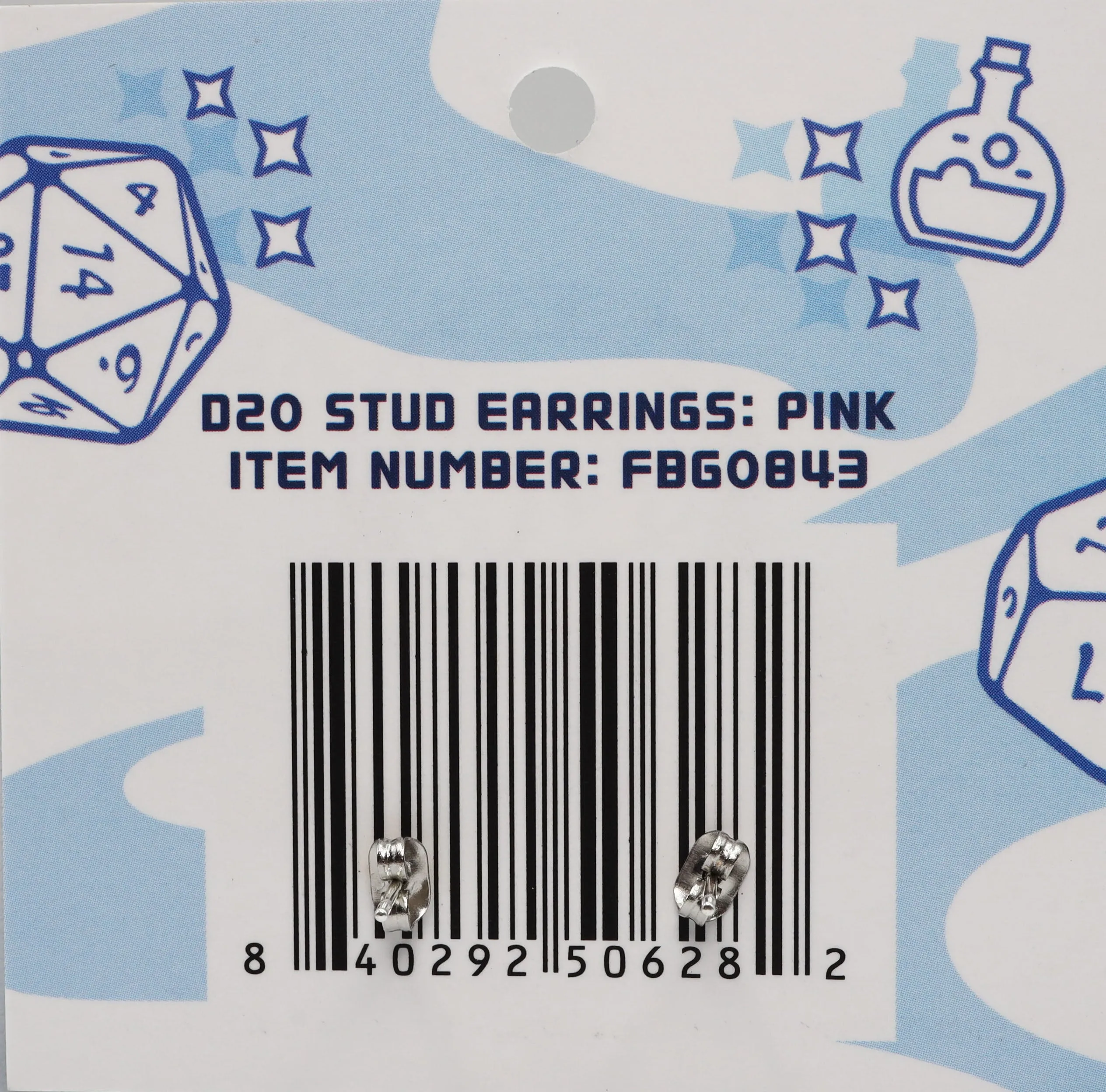 D20 Stud Earrings: Pink
