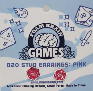 D20 Stud Earrings: Pink
