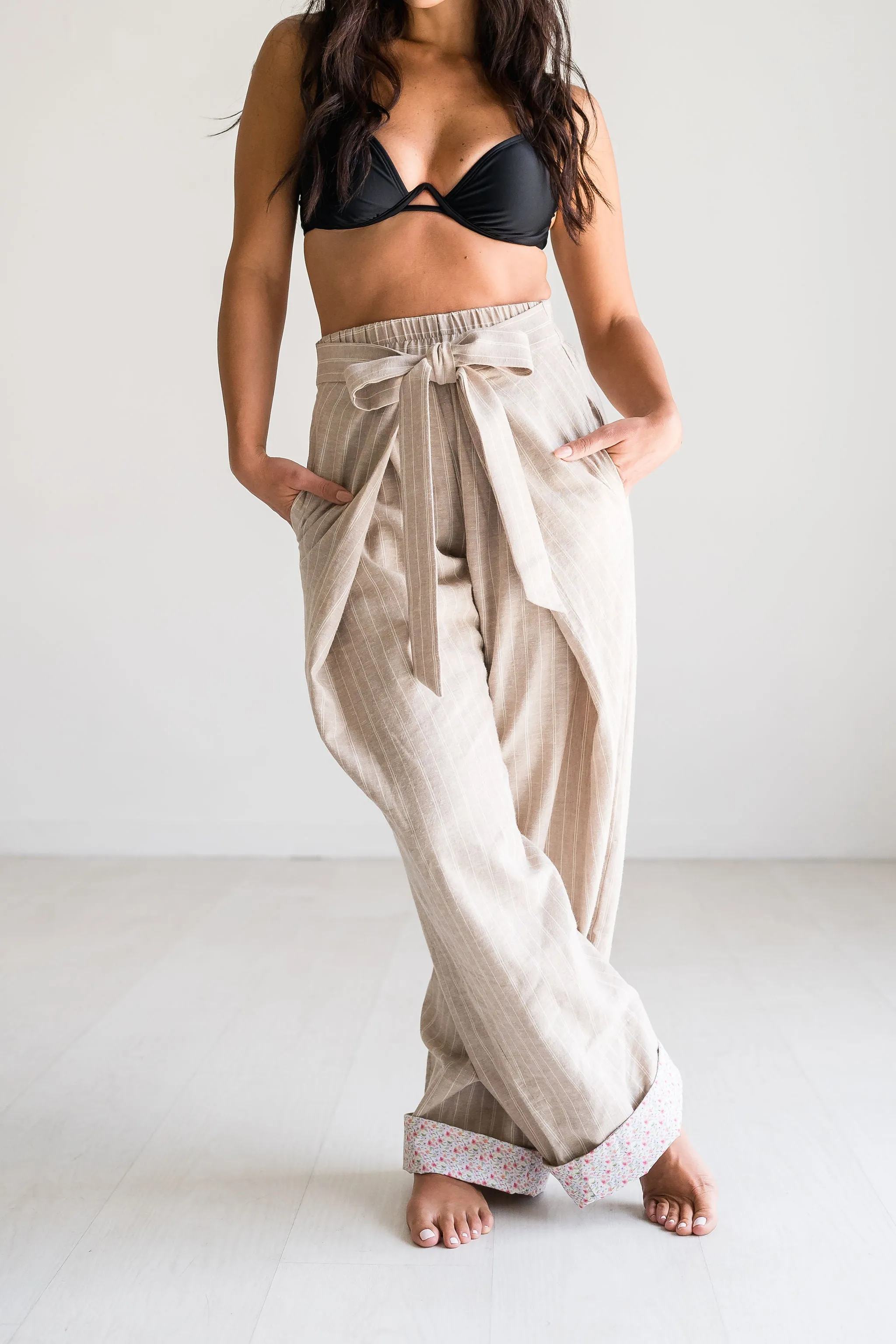 Desert Sand Pinstripe Palazzo Pants