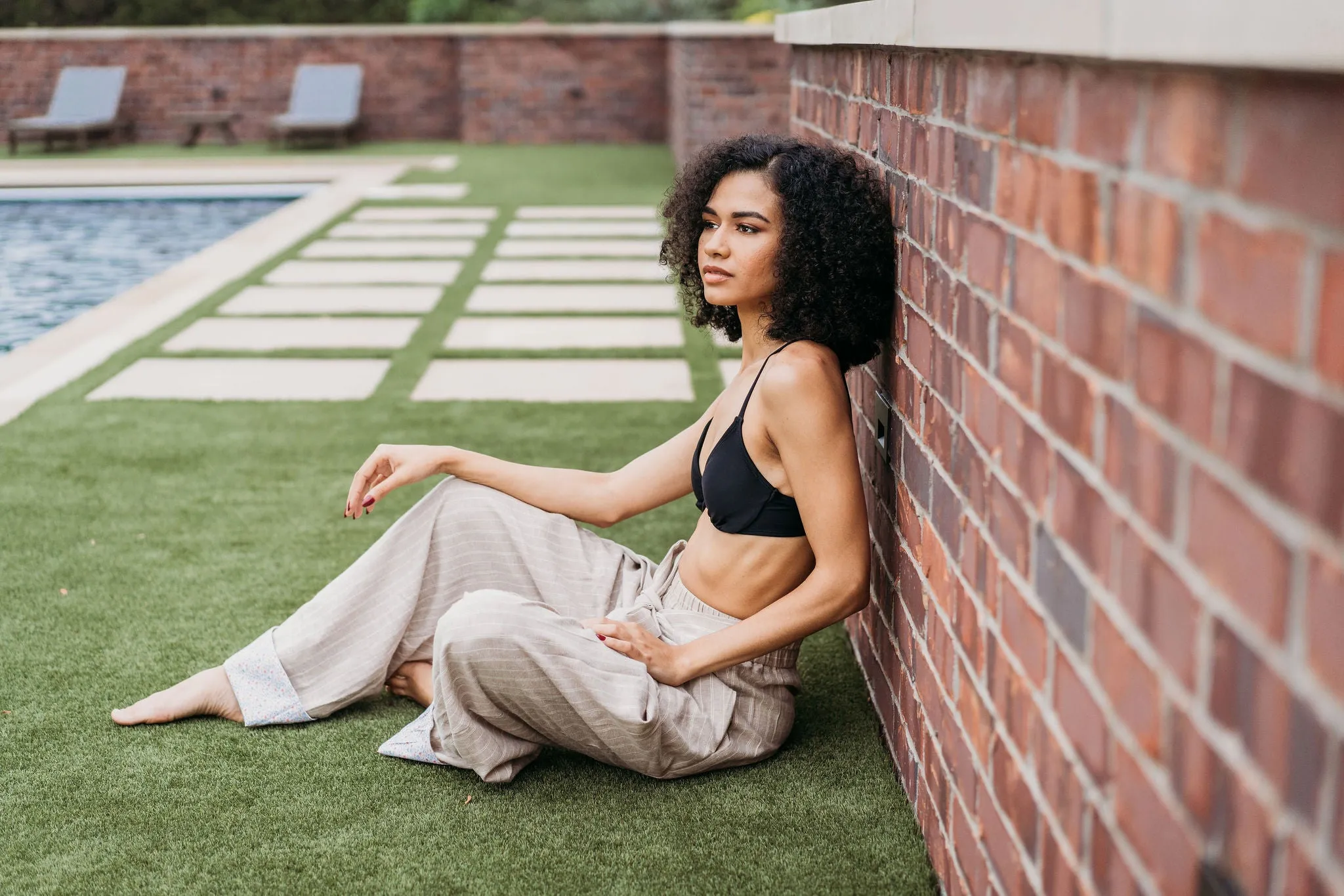 Desert Sand Pinstripe Palazzo Pants