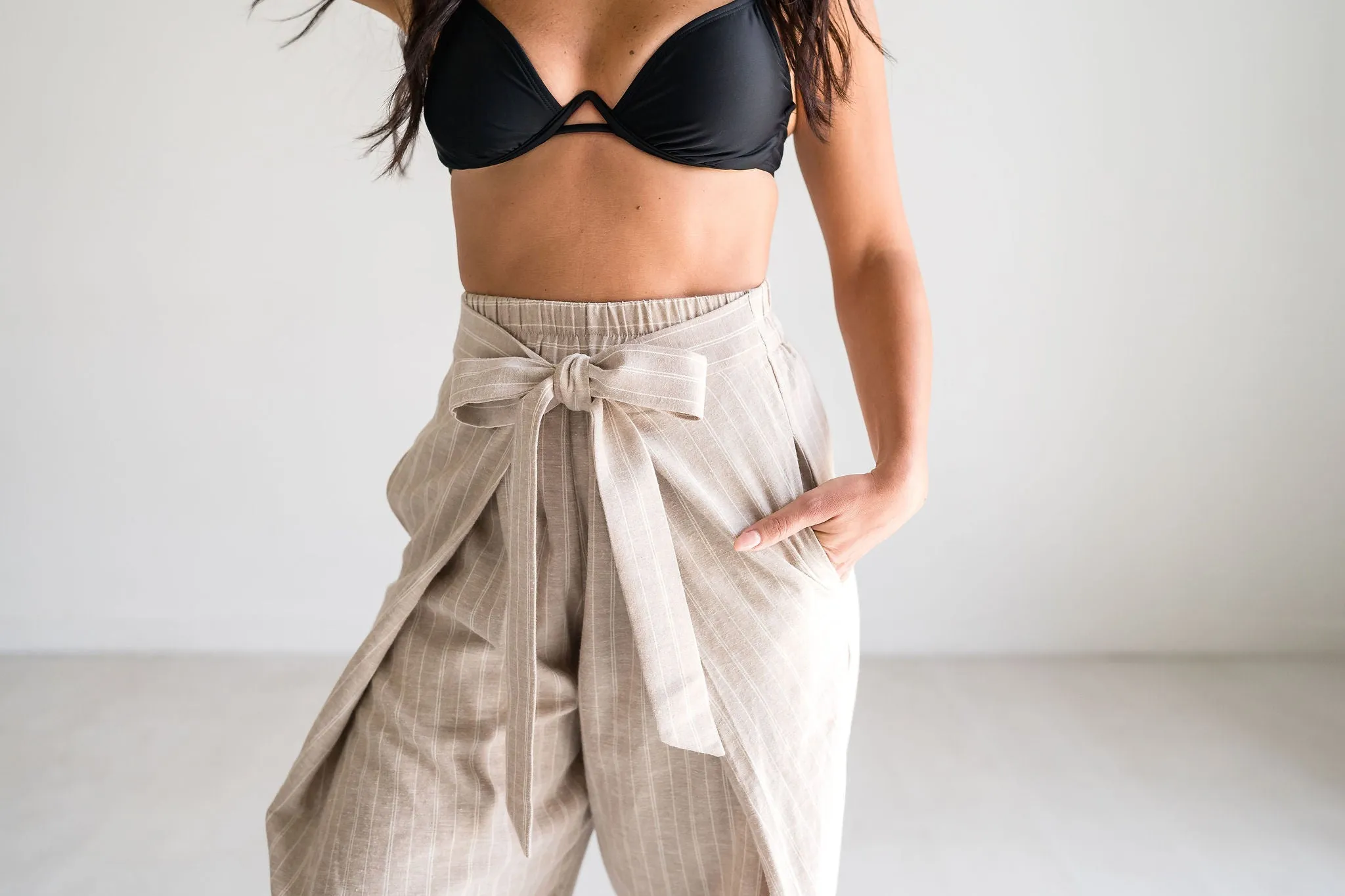 Desert Sand Pinstripe Palazzo Pants