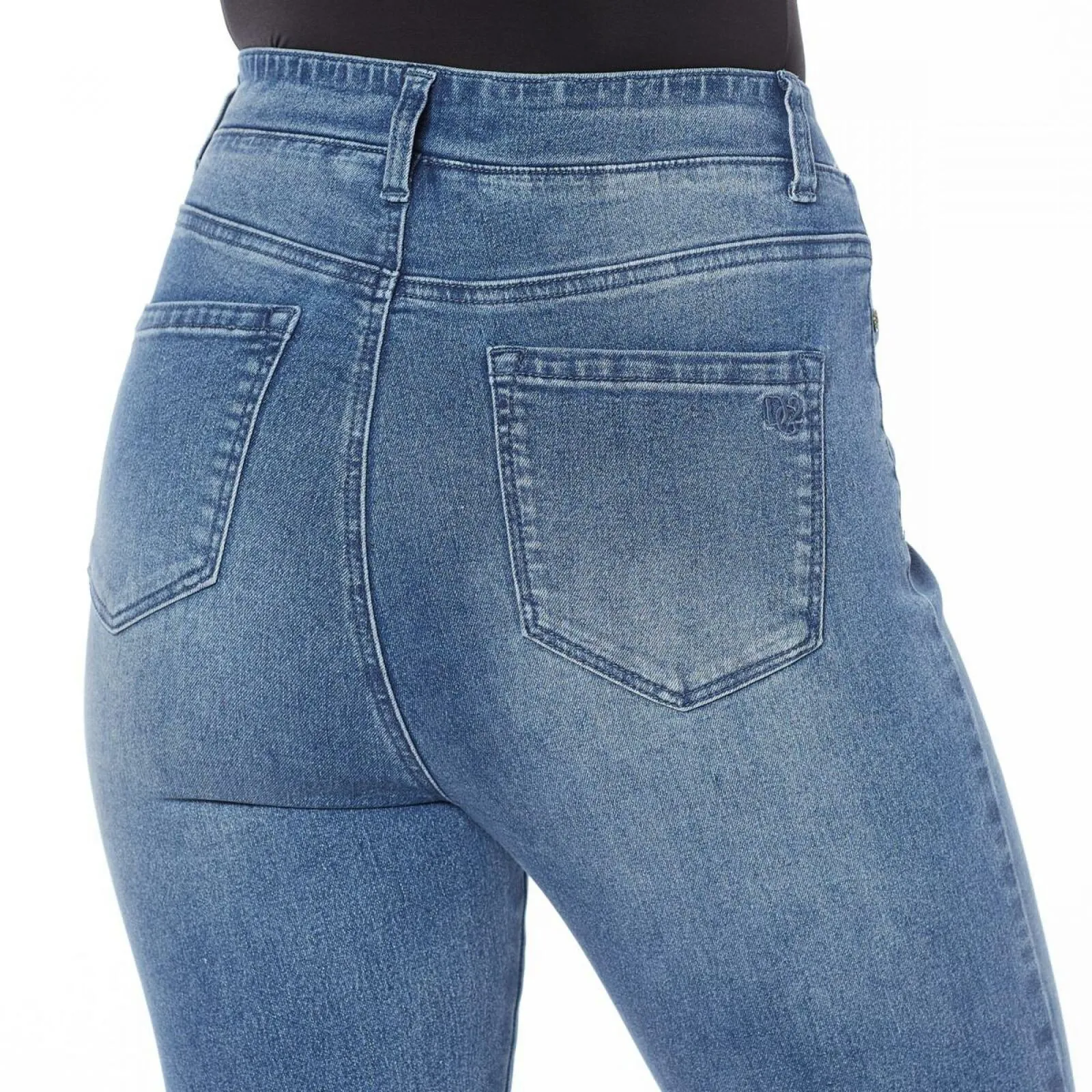 DG2 by Diane Gilman Women's Embroidered Pull On Stretch Denim Ankle Jeans