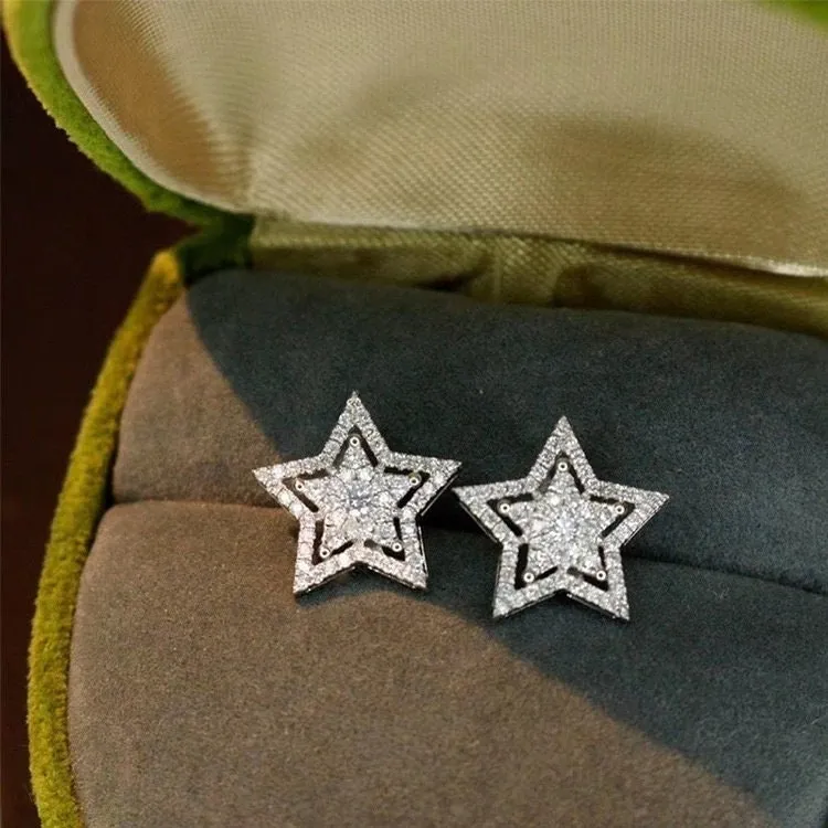 Diamond Earrings | Star Shape Earrings | Star Ear Studs | Star earrings with Diamonds | Iced Out Earrings | Womens Diamond Earrings