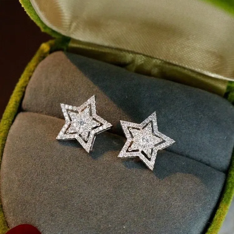 Diamond Earrings | Star Shape Earrings | Star Ear Studs | Star earrings with Diamonds | Iced Out Earrings | Womens Diamond Earrings