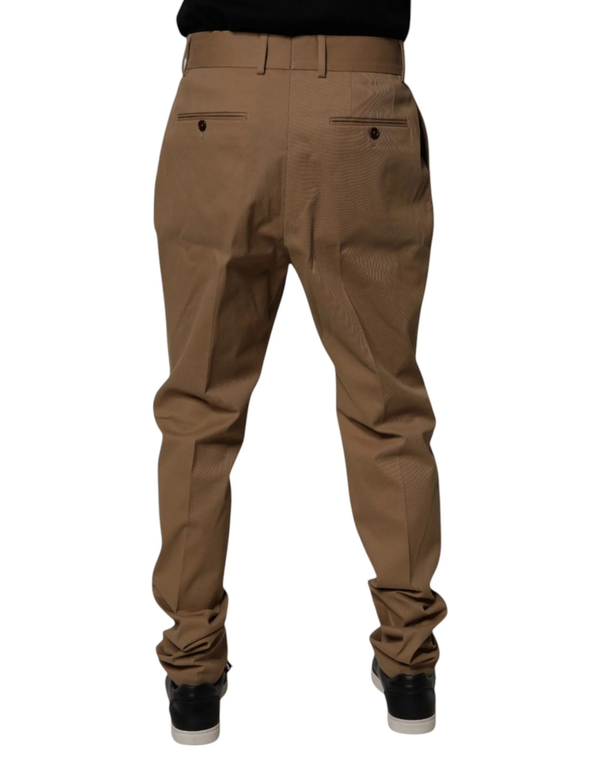 Dolce & Gabbana Brown Cotton High Waist Tapered Pants