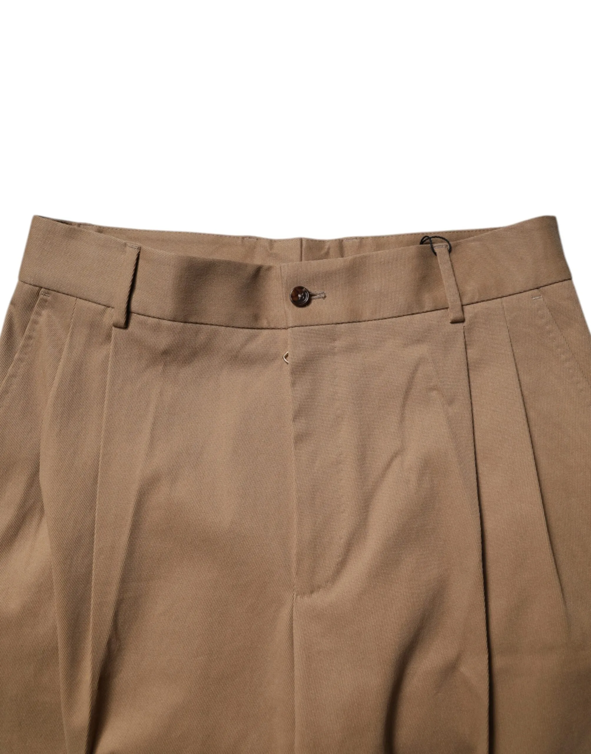 Dolce & Gabbana Brown Cotton High Waist Tapered Pants