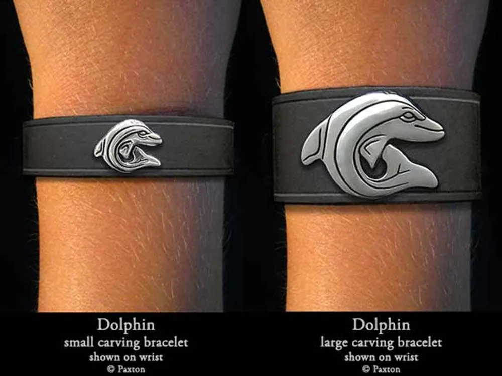 Dolphin Bracelet Sterling Silver on Genuine Leather