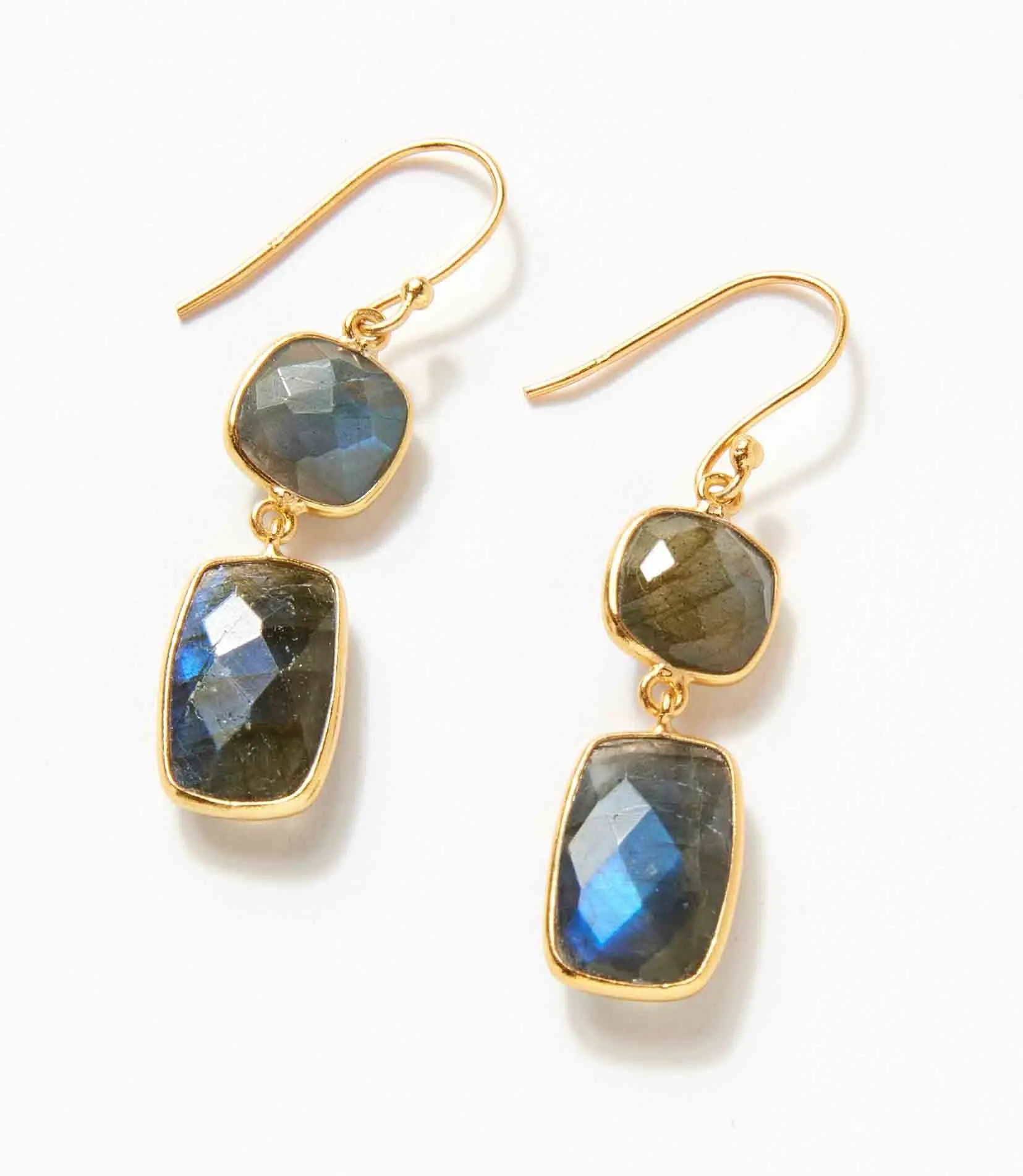 Double Drop Gemstone Earrings