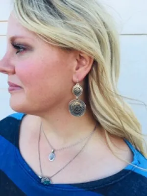 Double Medallion Drop Earrings