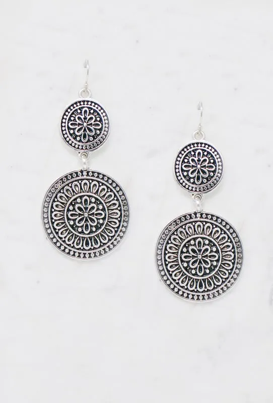 Double Medallion Drop Earrings