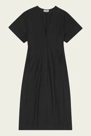 Drapey Melange Midi Dress in Black