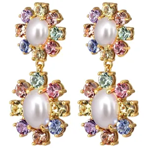 Dyrberg Kern Lina Gold Large Drop Earrings - Multi/Pearl