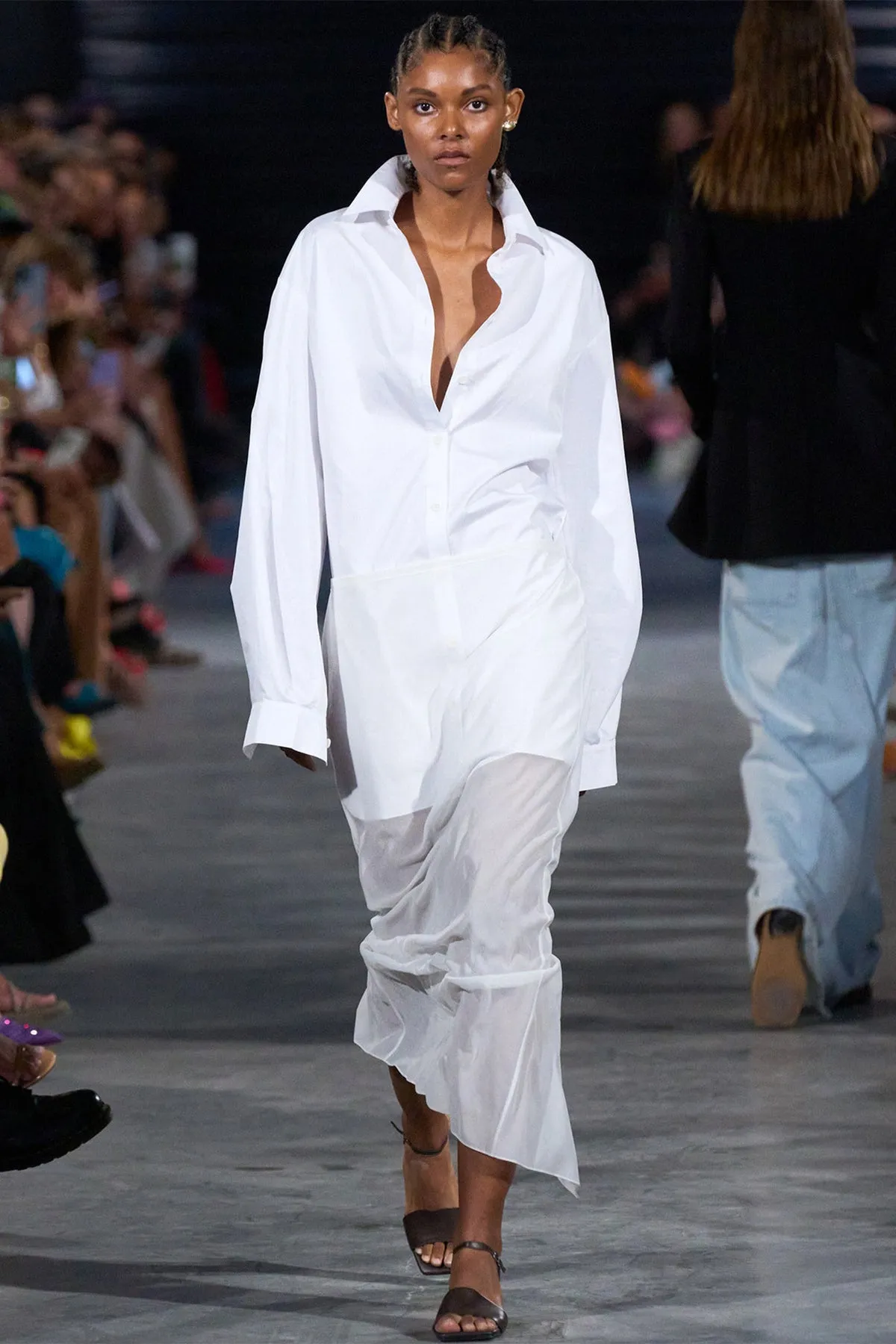 Eco Poplin Twisted Sleeve Dress in White
