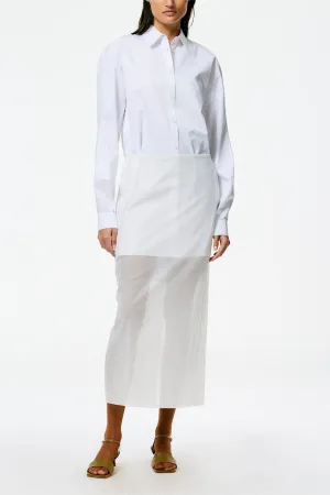 Eco Poplin Twisted Sleeve Dress in White