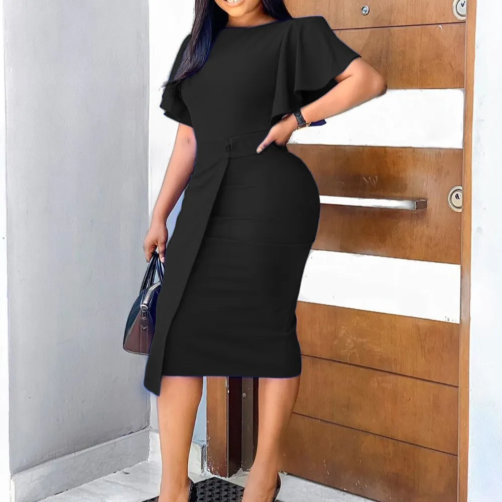 Elegant dress with flared sleeves for ladies