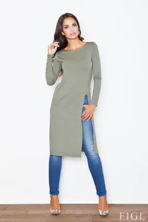 Elegant Long-Sleeve Tunic with Side Slit