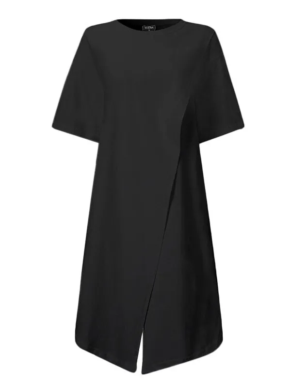 Elegant Short Sleeve Tunic Casual Split Party Blouse