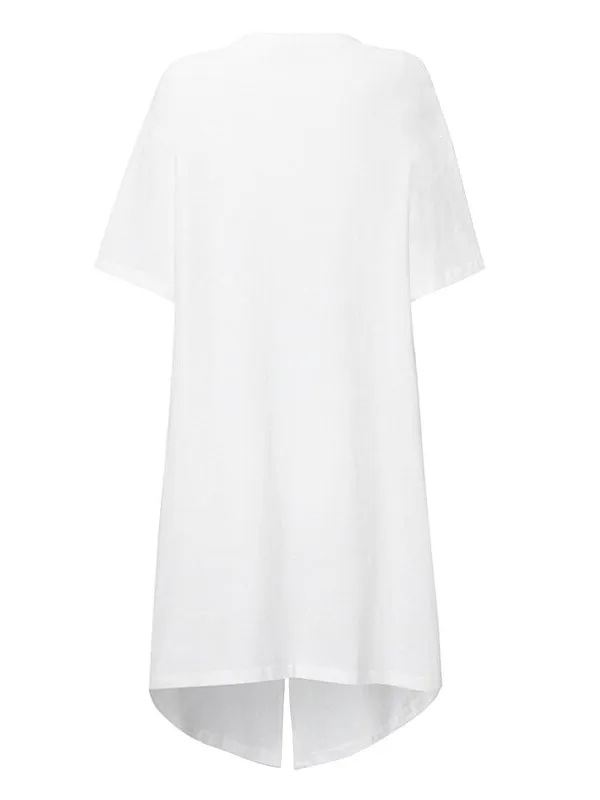 Elegant Short Sleeve Tunic Casual Split Party Blouse