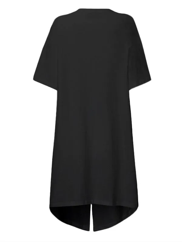 Elegant Short Sleeve Tunic Casual Split Party Blouse