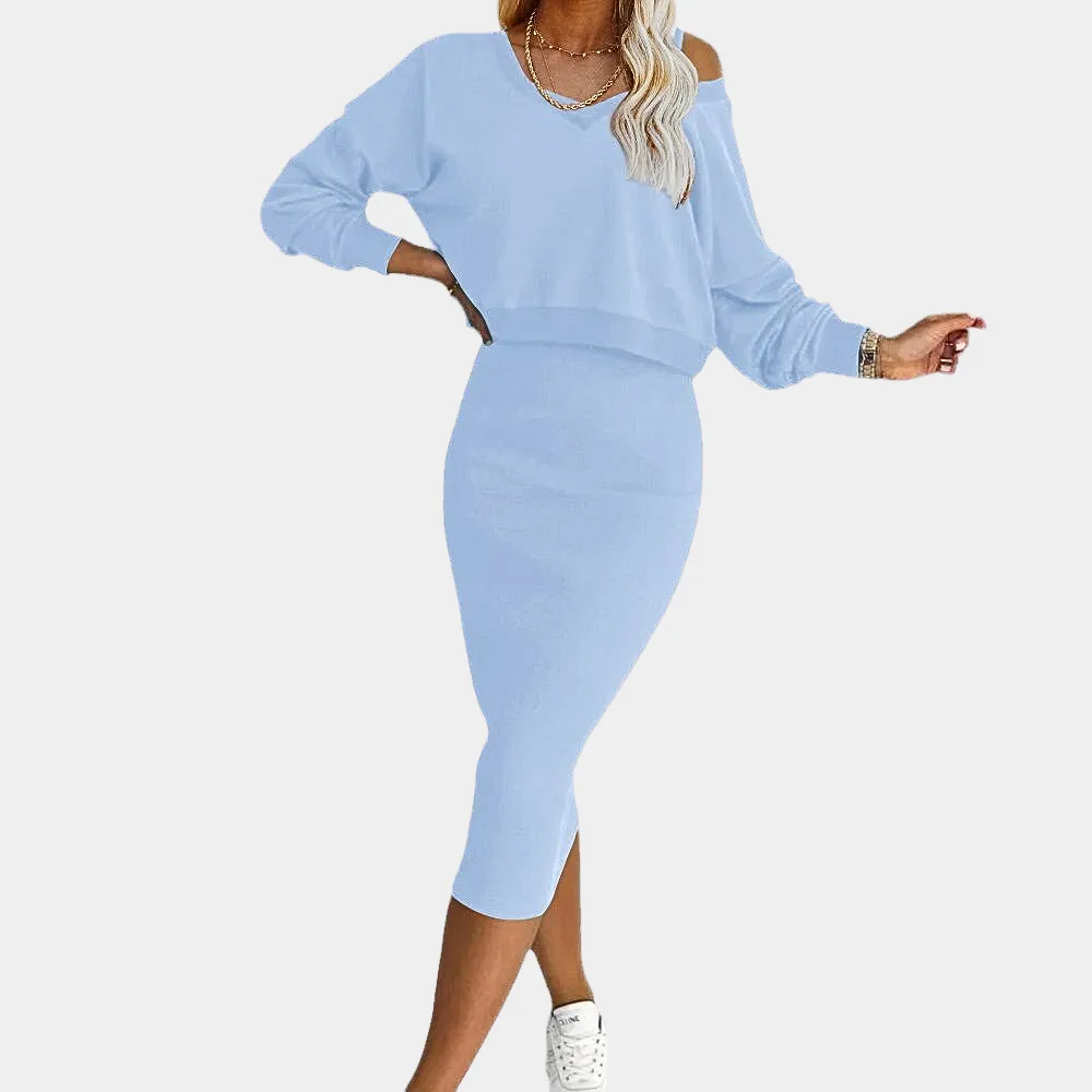 Elegant women's dress with sweater