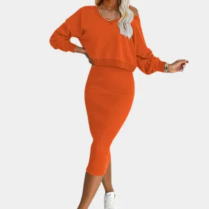 Elegant women's dress with sweater