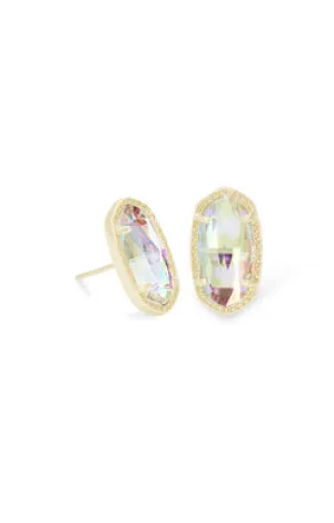 Ellie Gold Stud Earrings in Dichroic Glass