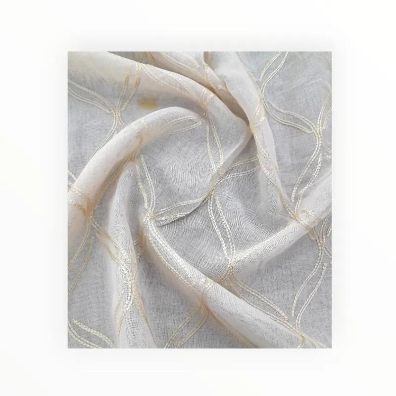 Embroidered Linen Voile D2 Beige 280 cm