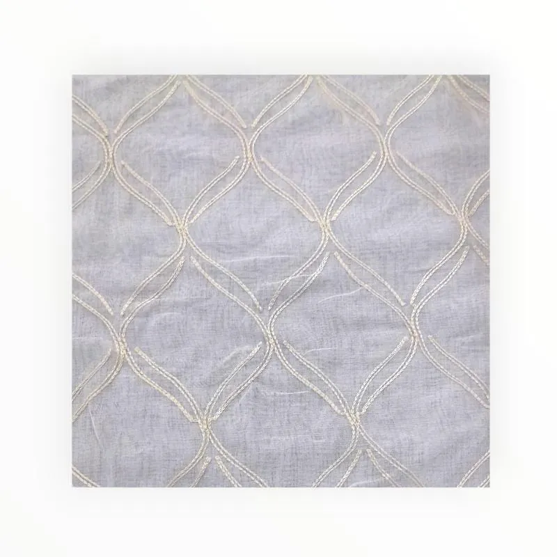 Embroidered Linen Voile D2 Beige 280 cm