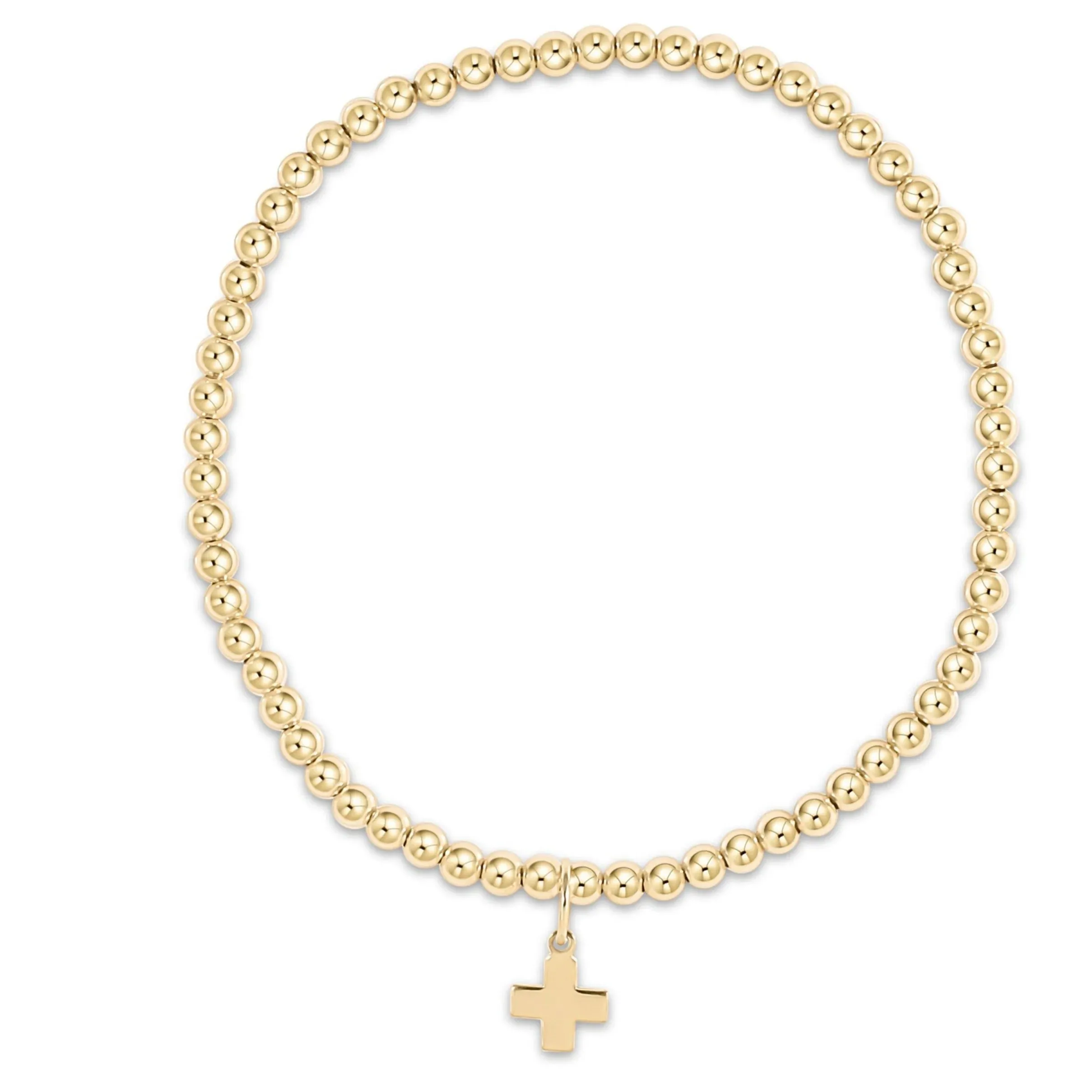 enewton | egirl Classic Gold 3mm Bead Bracelet {Cross Gold Charm}