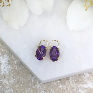 Estate 14KT Yellow Gold Amethyst Earring Charms
