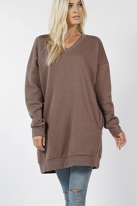 EVERLY LONG SWEATSHIRT MOCHA*