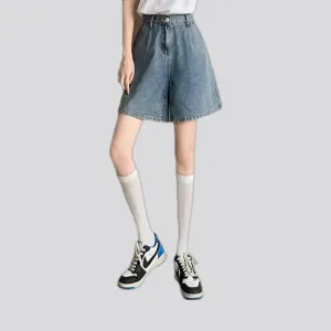 Faded wash high rise women's jean shorts