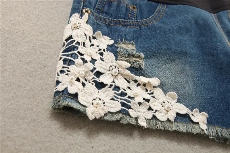 Fashioned Denim Maternity Shorts for Pregnant Women